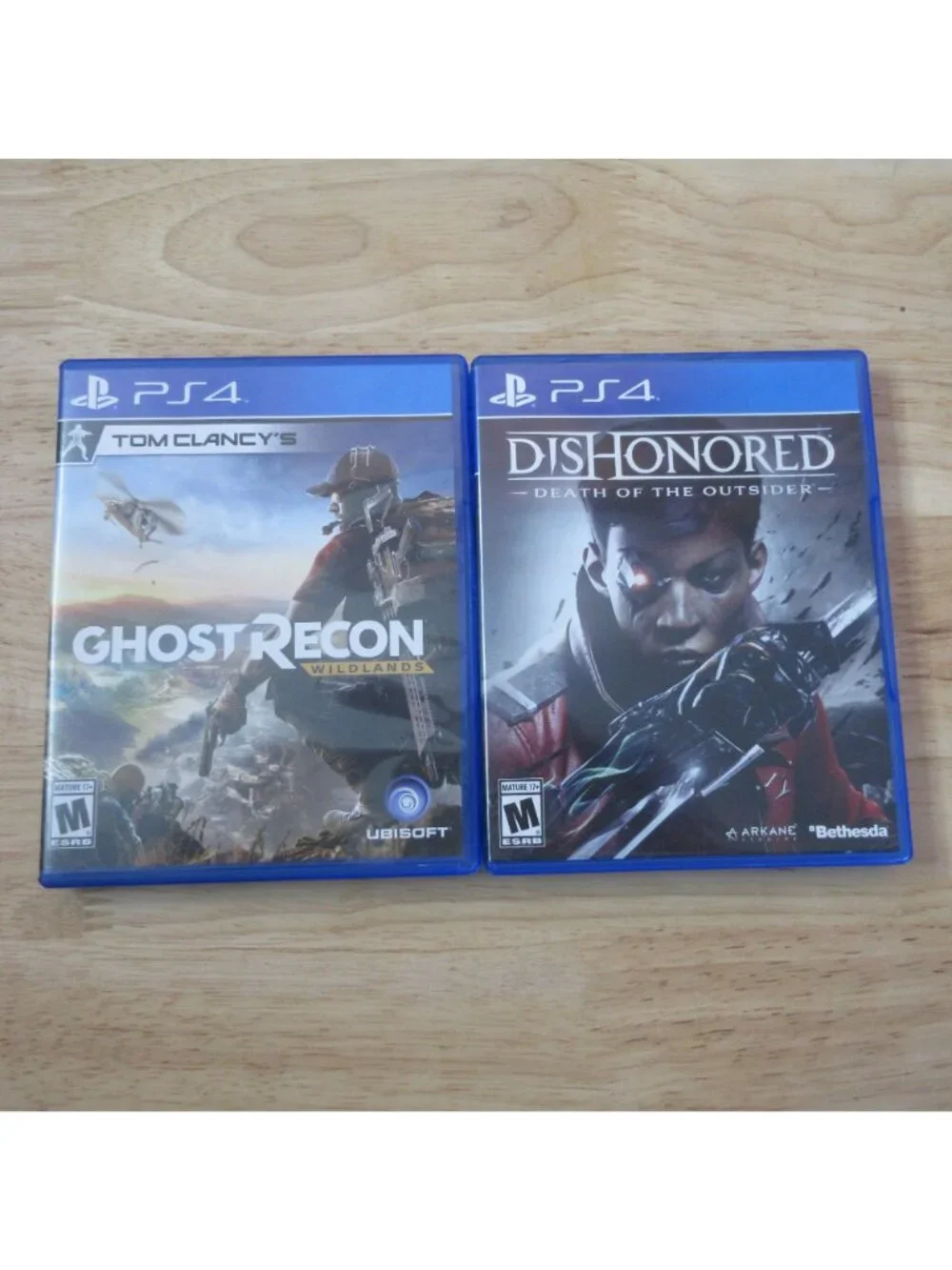 LOT of 2 PS4 Action Games - Dishonored Death of the Outsider - Ghost Recon